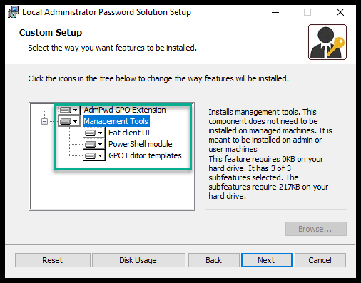 Install all features for LAPS