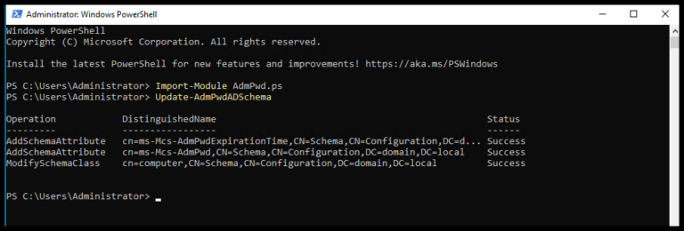 Running powershell commands for LAPS
