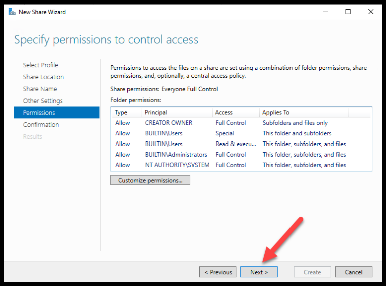 Default Permissions to share