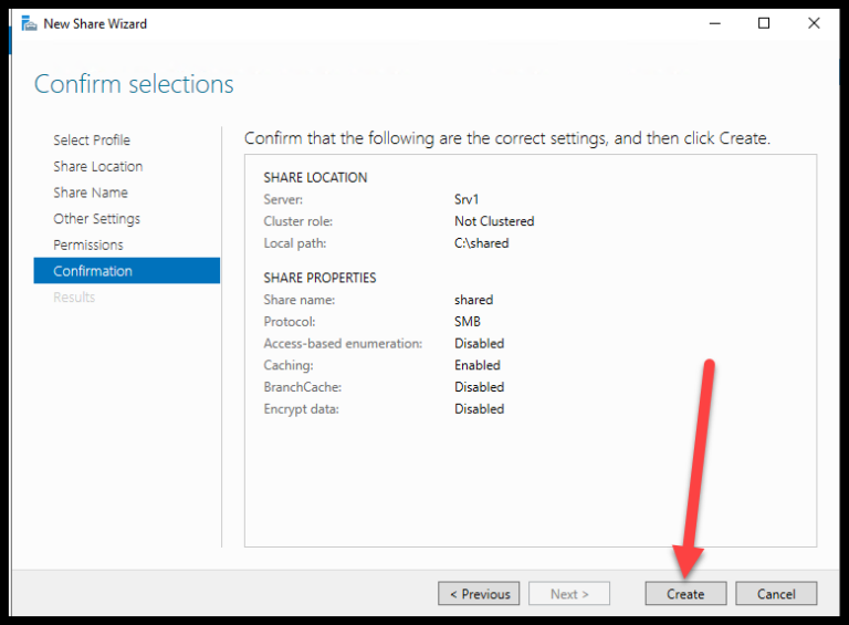Confirm Share Settings