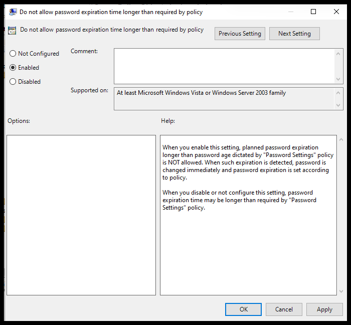Password Expiration policy