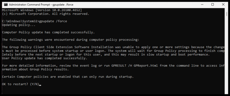 Run gpupdate to force policy download