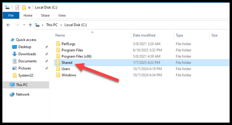 create a folder to share the client