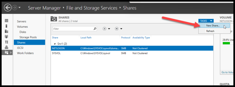 Open Server Manager Choose New Share