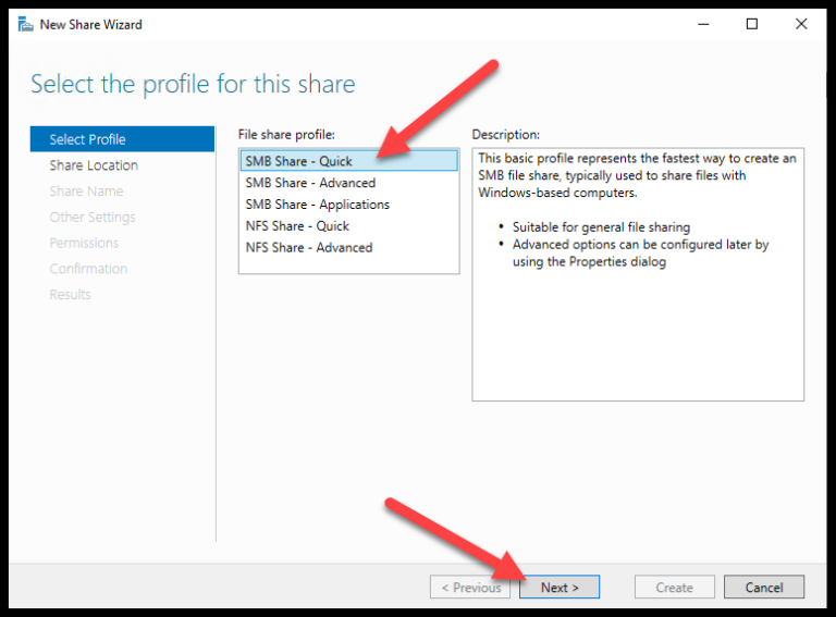 Choose Quick Share and Next
