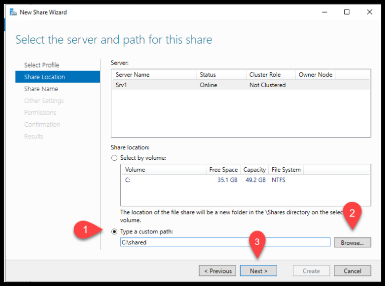 Choose the Location of the folder